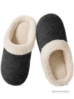 Wishcotton Fuzzy Memory Foam Slippers Cozy House Shoes Sherpa Fleece Lined